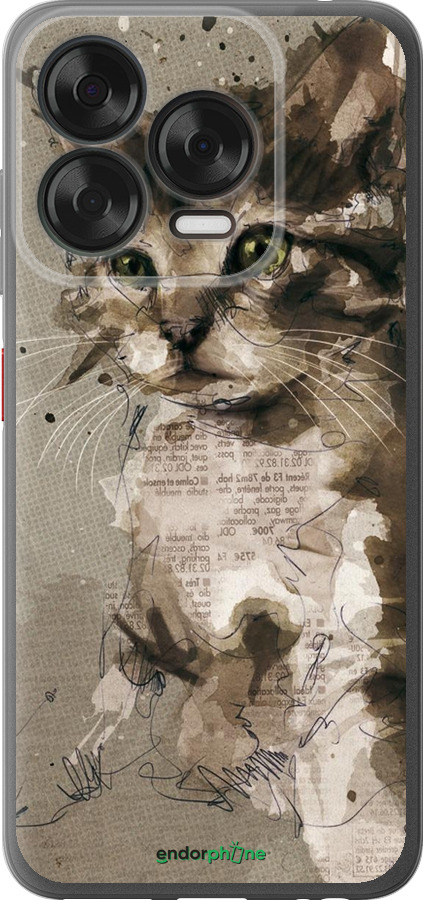 Силиконовый чехол Котёнок из пятен и линий для ZTE Nubia V70 Design - 119u-4084 изображение 