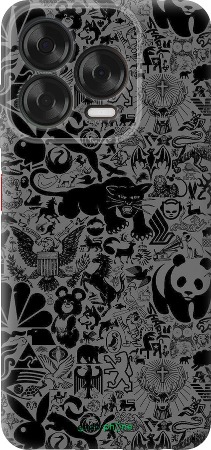 Силиконовый чехол Чёрно-серый стикер бомбинг для ZTE Nubia V70 Design - 2432u-4084 изображение 