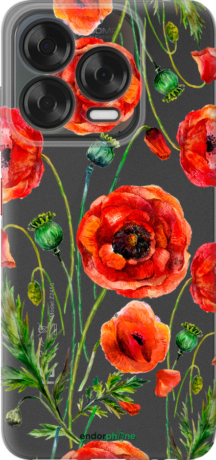 Силиконовый чехол Нарисованные маки для ZTE Nubia V70 Design - 4278u-4084 изображение 