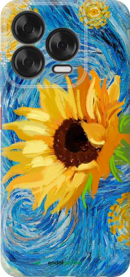 Силиконовый чехол Цветы желто-голубые для ZTE Nubia V70 Design - 5308u-4084 изображение 