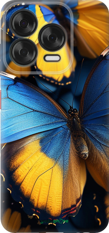 Силиконовый чехол Желто-голубые бабочки для ZTE Nubia V70 Design - 6046u-4084 изображение 