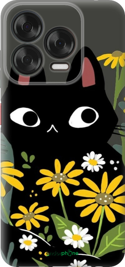 Силиконовый чехол Черный кот с цветами для ZTE Nubia V70 Design - 6448u-4084 изображение 