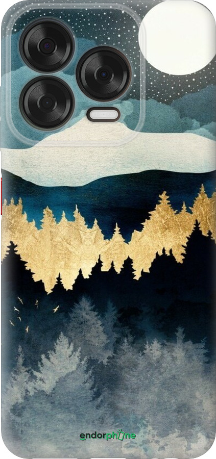 Силиконовый чехол Ночной пейзаж с лесом и горами для ZTE Nubia V70 Design - 6493u-4084 изображение 