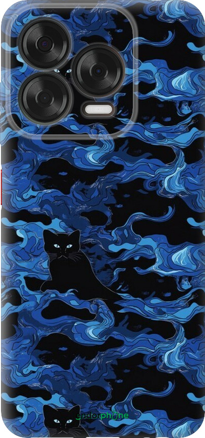 Силіконовий чехол Візерунок чорних котів на блакитному фоні для ZTE Nubia V70 Design - 6525u-4084 изображение 