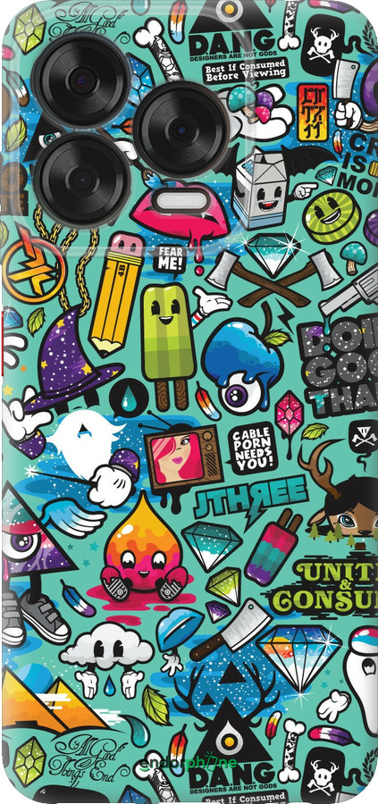 Силиконовый чехол Стикер бомбинг 1 для ZTE Nubia V70 Design - 693u-4084 изображение 