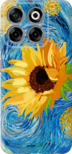 Силиконовый чехол Цветы желто-голубые для ZTE Nubia V70 - 5308u-4083 изображение 