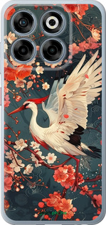 Силиконовый чехол Сакура и аист для ZTE Nubia V70 - 6108u-4083 изображение 