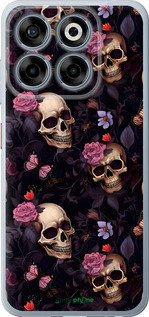 Силиконовый чехол Черепа и розы для ZTE Nubia V70 - 6316u-4083 изображение 