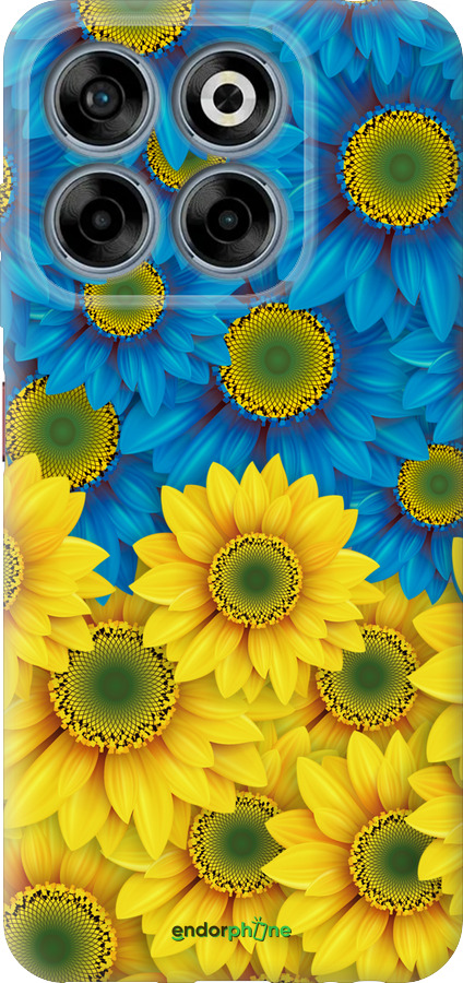 Силиконовый чехол Жёлто-голубые цветы для ZTE Nubia V70 - 1048u-4083 изображение 