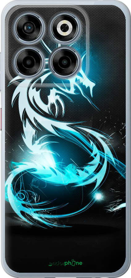 Силиконовый чехол Бело-голубой огненный дракон для ZTE Nubia V70 - 113u-4083 изображение 
