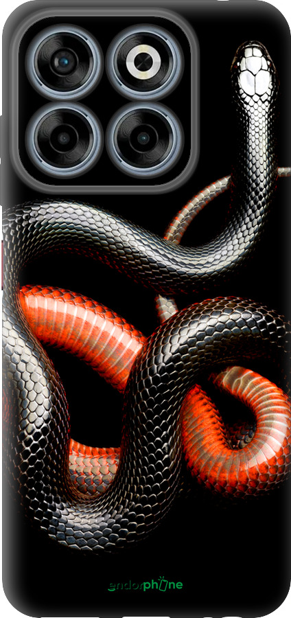 Силиконовый чехол Красно-черная змея на черном фоне для ZTE Nubia V70 - 4063u-4083 изображение 