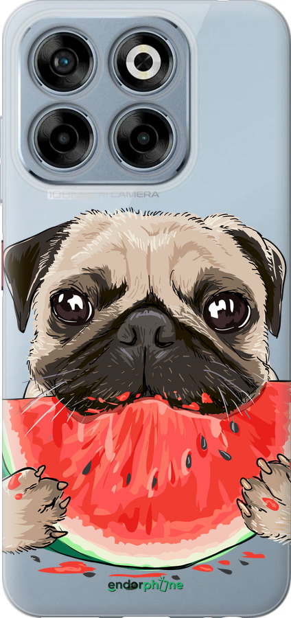 Силиконовый чехол Мопс и арбуз для ZTE Nubia V70 - 4665u-4083 изображение 