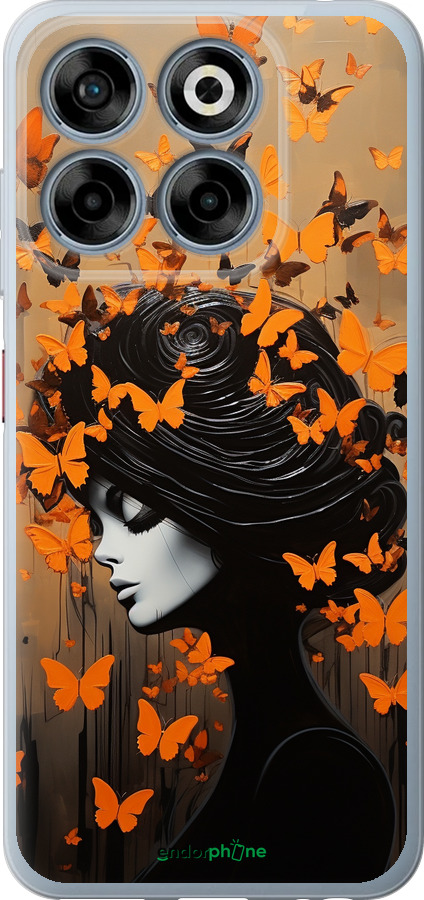 Силиконовый чехол Чехол для телефона Девушка с оранжевыми бабочками для ZTE Nubia V70 - 5940u-4083 изображение 