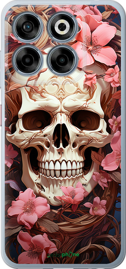 Силиконовый чехол Череп в розовых цветах для ZTE Nubia V70 - 5965u-4083 изображение 