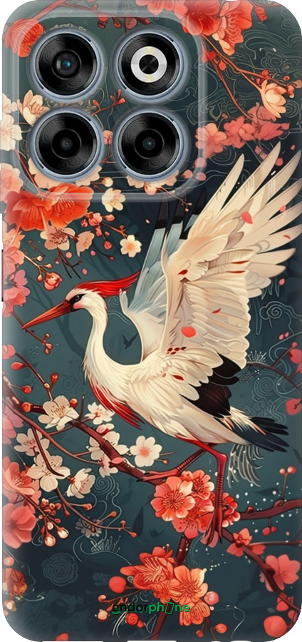 Силиконовый чехол Сакура и аист для ZTE Nubia V70 - 6108u-4083 изображение 