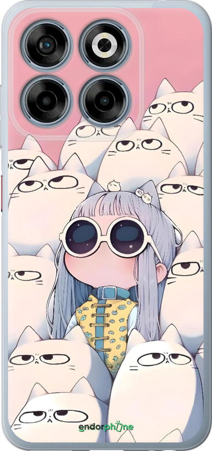 Силиконовый чехол Малышка с котами для ZTE Nubia V70 - 6295u-4083 изображение 