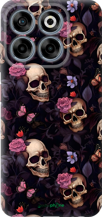Силиконовый чехол Черепа и розы для ZTE Nubia V70 - 6316u-4083 изображение 
