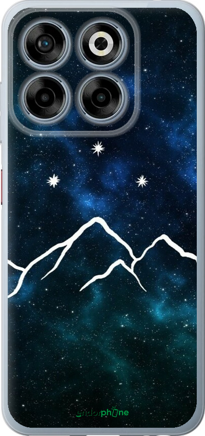 Силиконовый чехол Горы и звезды нарисованы на фоне галактики для ZTE Nubia V70 - 6490u-4083 изображение 