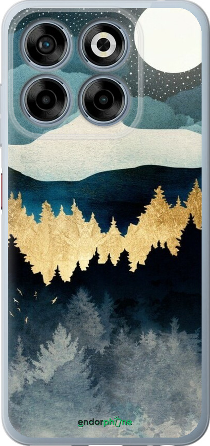 Силиконовый чехол Ночной пейзаж с лесом и горами для ZTE Nubia V70 - 6493u-4083 изображение 