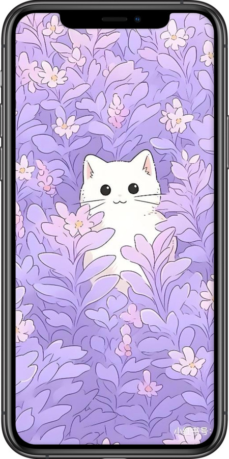 TPU чехол Котик в цветах для Apple iPhone 11 Pro Max - 6390b-1723 изображение 