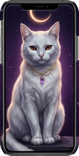 3D пластиковый глянцевый чехол Mystic White Cat Gothic Dark Purple Gold для Apple iPhone 11 Pro Max - 6805c-1723 изображение 