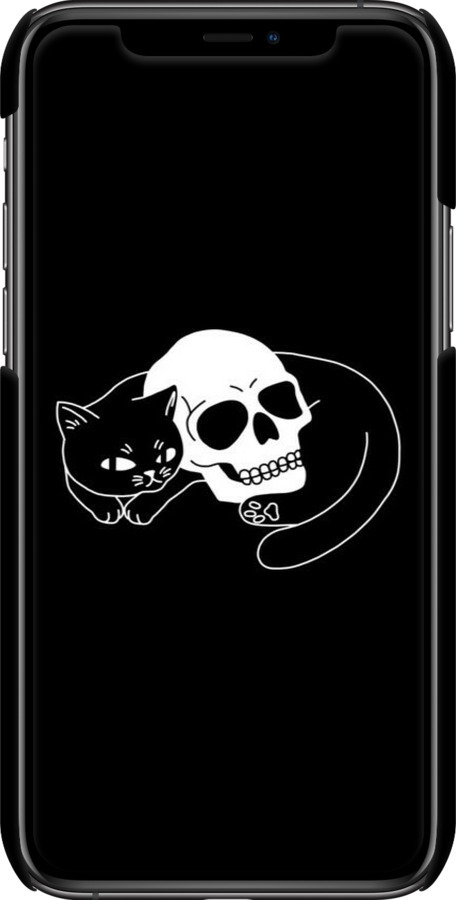 3D пластиковый глянцевый чехол С изображением кота и черепа для Apple iPhone 11 Pro Max - 6491c-1723 изображение 