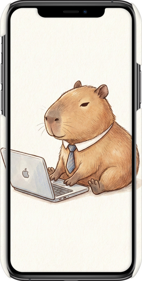 3D пластиковый глянцевый чехол Funny Capybara CEO Working для Apple iPhone 11 Pro Max - 6777c-1723 изображение 