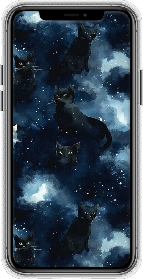 Чехол Bumper чехол Изображение Кошек с тёмной акварелью для Apple iPhone 11 Pro Max - 6521pc-1723 изображение 