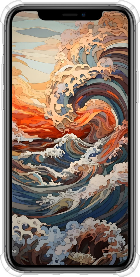 Силикон с усиленными углами чехол Арт волны для Apple iPhone 11 Pro Max - 6324sp-1723 изображение 