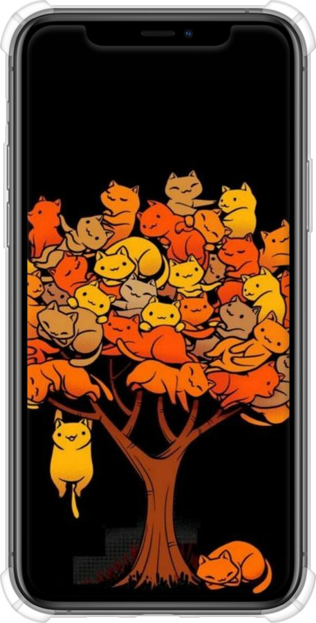 Силикон с усиленными углами чехол Дерево и котики для Apple iPhone 11 Pro Max - 6516sp-1723 изображение 