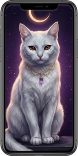 Силиконовый чехол Mystic White Cat Gothic Dark Purple Gold для Apple iPhone 11 Pro Max - 6805u-1723 изображение 