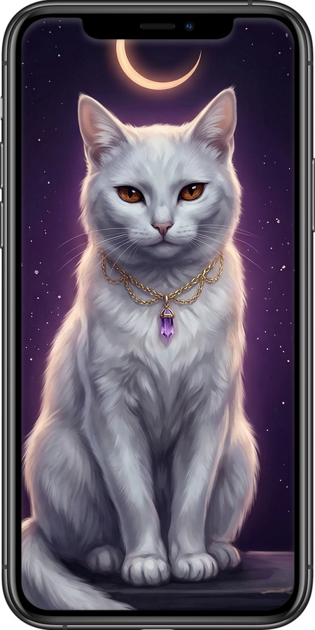 Силиконовый чехол Mystic White Cat Gothic Dark Purple Gold для Apple iPhone 11 Pro Max - 6805u-1723 изображение 