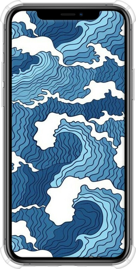 Силикон с усиленными углами чехол Абстрактный рисунок морских волн для Apple iPhone 11 Pro - 6538sp-1788 изображение 