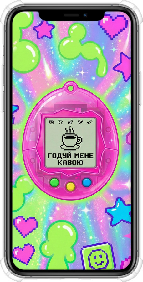 Силикон с усиленными углами чехол Y2K Aesthetic Retro Pet: Годуй мене кавою для Apple iPhone 11 Pro - 6784sp-1788 изображение 