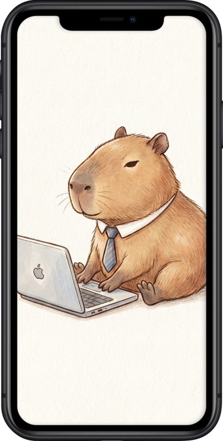 TPU чехол Funny Capybara CEO Working для Apple iPhone 11 - 6777b-1722 изображение 