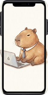 3D пластиковый глянцевый чехол Funny Capybara CEO Working для Apple iPhone 11 - 6777c-1722 изображение 
