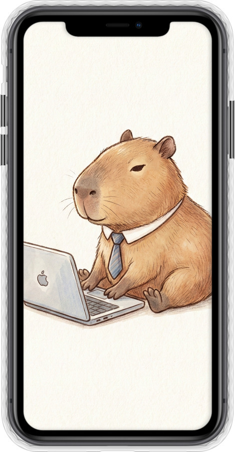 Чехол Bumper чехол Funny Capybara CEO Working для Apple iPhone 11 - 6777pc-1722 изображение 