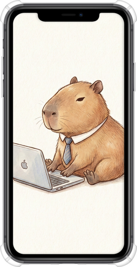 Силіконовий протиударний с посиленими кутами чехол Funny Capybara CEO Working для Apple iPhone 11 - 6777sp-1722 изображение 