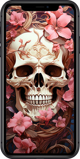 2D пластиковый чехол Череп в розовых цветах для Apple iPhone 11 - 5965t-1722 изображение 