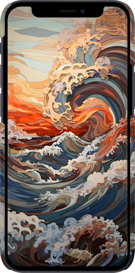 3D пластиковий глянцевий чехол Арт хвилі для Apple iPhone 12 Mini - 6324c-2071 изображение 