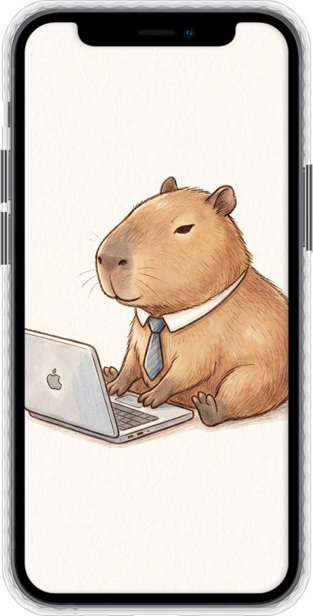 Чохол Bumper чехол Funny Capybara CEO Working для Apple iPhone 12 Mini - 6777pc-2071 изображение 