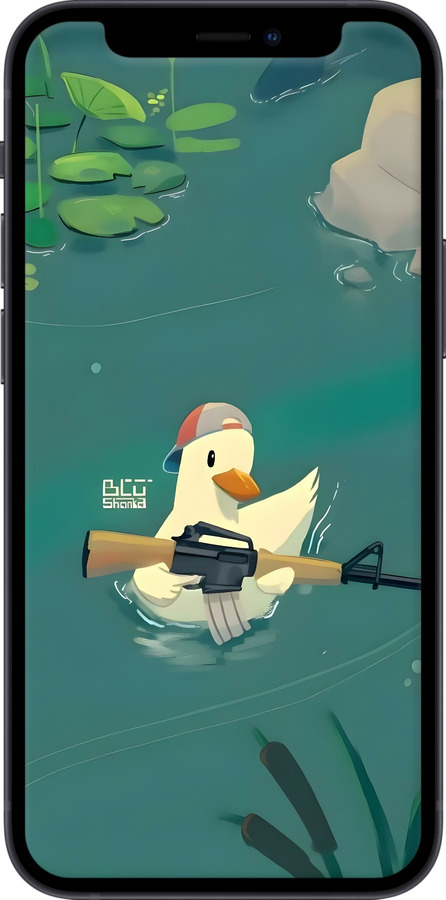 2D пластиковый чехол Уточка с автоматом для Apple iPhone 12 Mini - 6356t-2071 изображение 