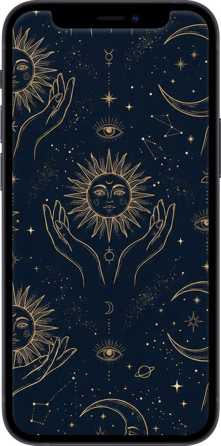 2D пластиковый чехол Celestial Harmony: Sun & Moon Gold Mystic Pattern для Apple iPhone 12 Mini - 6778t-2071 изображение 
