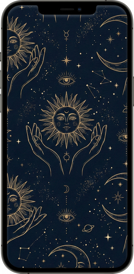 TPU чехол Celestial Harmony: Sun & Moon Gold Mystic Pattern для Apple iPhone 12 Pro Max - 6778b-2054 изображение 