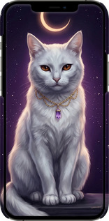 3D пластиковий глянцевий чехол Mystic White Cat Gothic Dark Purple Gold для Apple iPhone 12 Pro Max - 6805c-2054 изображение 