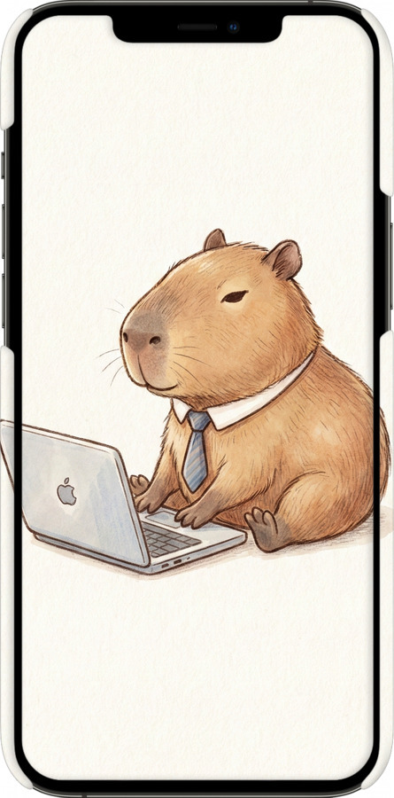 3D пластиковый матовый чехол Funny Capybara CEO Working для Apple iPhone 12 Pro Max - 6777m-2054 изображение 