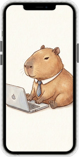 Чехол Bumper чехол Funny Capybara CEO Working для Apple iPhone 12 Pro Max - 6777pc-2054 изображение 