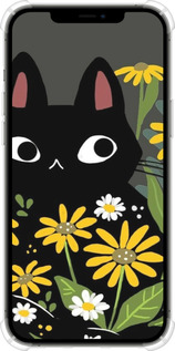 Силикон с усиленными углами чехол Черный кот с цветами для Apple iPhone 12 Pro Max - 6448sp-2054 изображение 