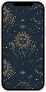 Силикон с усиленными углами чехол Celestial Harmony: Sun & Moon Gold Mystic Pattern для Apple iPhone 12 Pro Max - 6778sp-2054 изображение 
