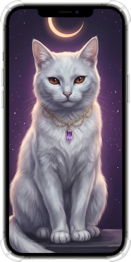 Силикон с усиленными углами чехол Mystic White Cat Gothic Dark Purple Gold для Apple iPhone 12 Pro Max - 6805sp-2054 изображение 